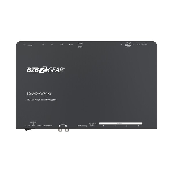 Bzbgear 4-Port 4K UHD Video Wall processor with Scaler, Audio and 1X3/1X4/2X2/4X1 Layout - BG-UHD-VWP-1X4