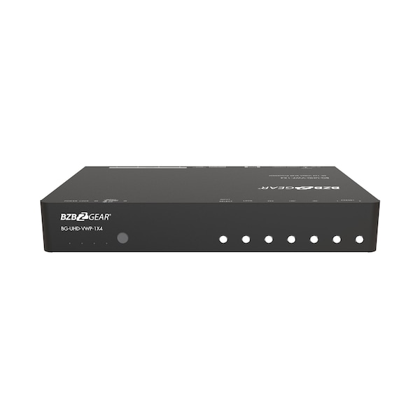 Bzbgear 4-Port 4K UHD Video Wall processor with Scaler, Audio and 1X3/1X4/2X2/4X1 Layout - BG-UHD-VWP-1X4