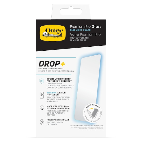 Otterbox Premium Pro Glass Antimicrobial Blue Light Screen Protector For Apple Iphone 16 Pro, Clear - 77-96203