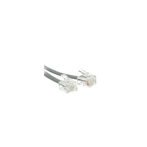 Swe-Tech 3C Telephone Cord Voice, RJ11, 6P / 4C, Silver Satin, Reverse, 2 foot - FWT8101-64202