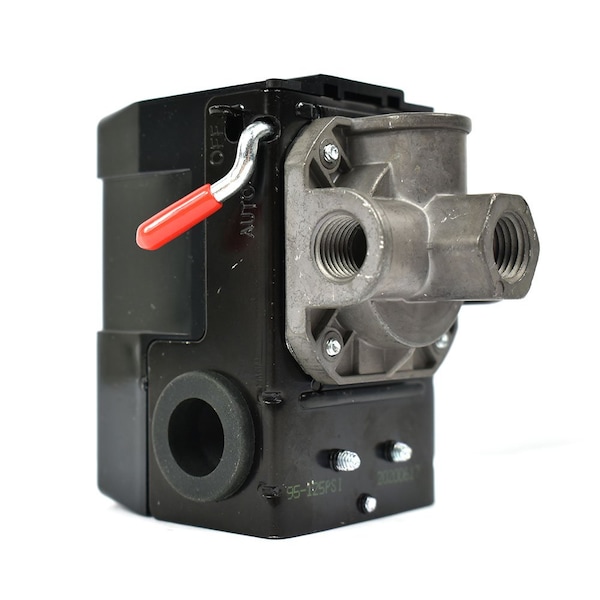 Interruptor de Presión Pneumatics Interstate - Puerto Cuádruple de 1/4" FPT - Interruptor de Palanca de Curva 95-125 PSI - LF10-4H-MP