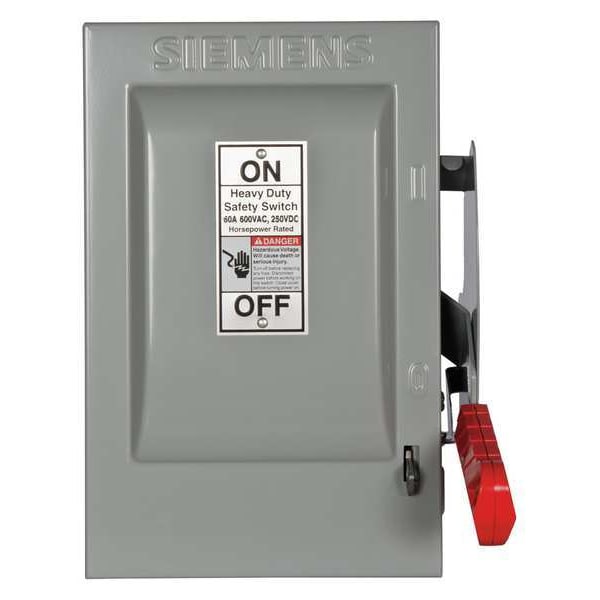 Interruptor de Seguridad No Fusible Siemens, Uso Pesado, 600V AC, 3PST, 60 A, NEMA 1 - HNF362H