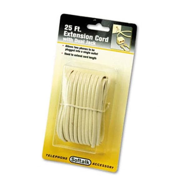 Softalk Softalk 04130 Telephone Extension Cord- Plug/Dual Jack- 25 ft.- Almond - 4130