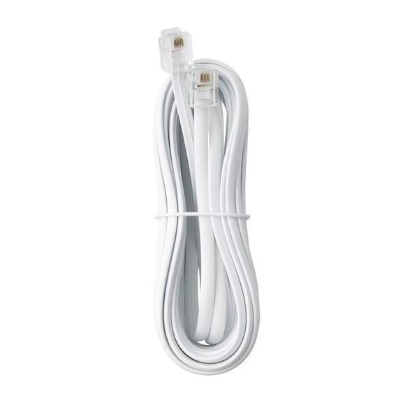 Newhouse Hardware 15 ft Telephone Extension Cord, With RJ11 (6P4C) Connectors, White, 5PK - BC15-WH-05