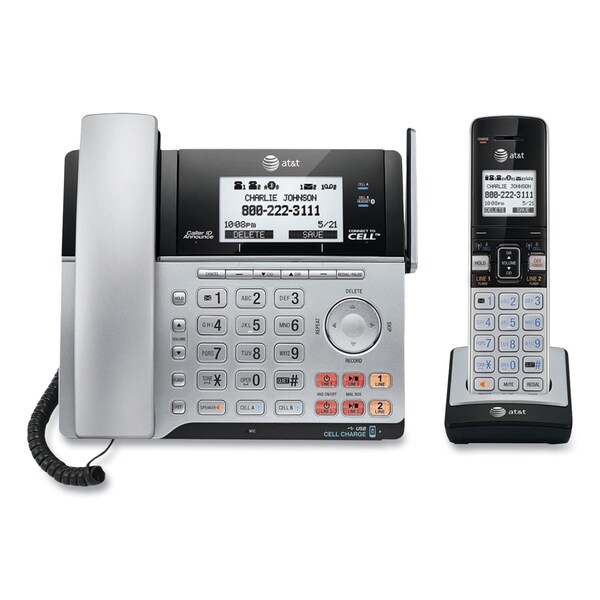 At&T Connect to Cell Two-Line Corded/Cordless Phone, Corded Base Station and 1 Additional Handset - TL86103