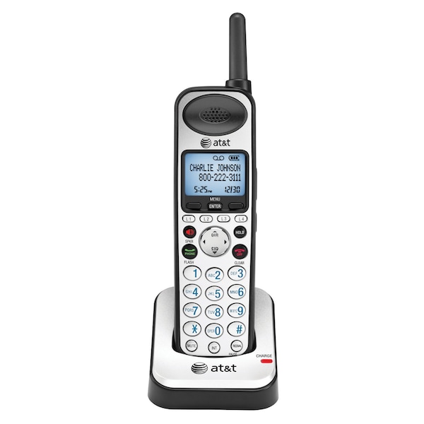 Att AT&T TL86009 DECT 6.0 Accessory Handset for AT&T TL86109, Black - Cordless - Headset Port - Silver - TL86009