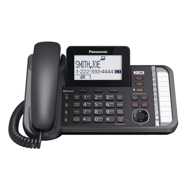 Panasonic 1-Handset Link2Cell 2-Line Digital Corded/Cordless Combo Phone W/Landline Answering Machine, Blk - KX-TG9581B