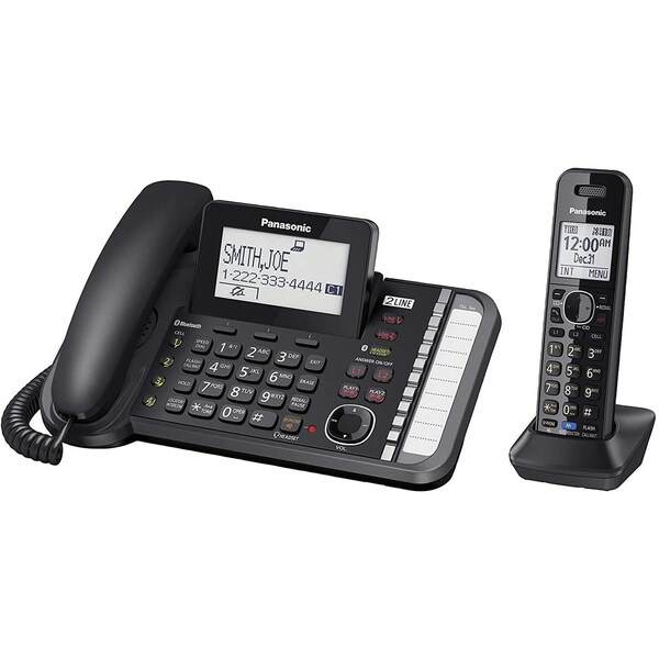 Panasonic 1-Handset Link2Cell 2-Line Digital Corded/Cordless Combo Phone W/Landline Answering Machine, Blk - KX-TG9581B