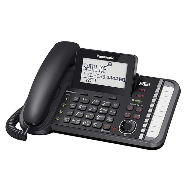 Panasonic 1-Handset Link2Cell 2-Line Digital Corded/Cordless Combo Phone W/Landline Answering Machine, Blk - KX-TG9581B