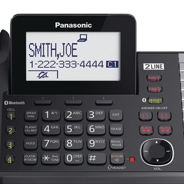 Panasonic 1-Handset Link2Cell 2-Line Digital Corded/Cordless Combo Phone W/Landline Answering Machine, Blk - KX-TG9581B