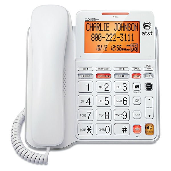 At&T AT&T CL4940 Standard Phone - White - 1 x Phone Line - Speakerphone - Answering Machine - CL4940