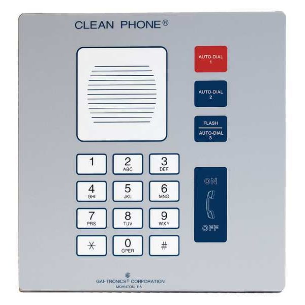 Hubbell Gai-Tronics Cleanroom Telephone, Cordless, Color Gray - 295-001F