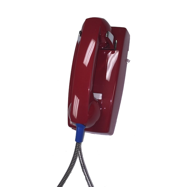 Cortelco 255447ARCNDL Wall Phone w/Armored Cord - 2554-ARCNDL-RD