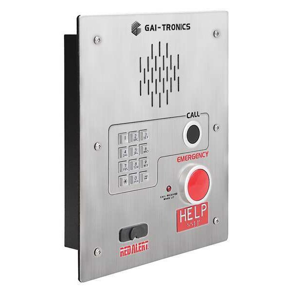 Hubbell Gai-Tronics Telephone, (2) Push Buttons, VoIP, Silver - 398-712