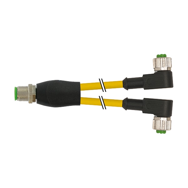Murrelektronik M12 Y-DISTRIBUTOR / M12 FEMALE 90 Degree, PVC 3X0.34 YELLOW, UL/CSA 1m - 7000-40741-0130100