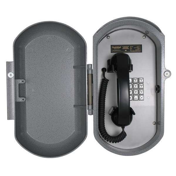 Guardian Telecom Aluminum Casting Telephone, Curly Cord, Wall Mount, Gray - ACT-30