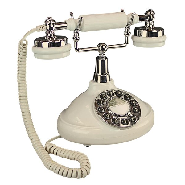 Design Toscano White Brittany Neophone 1929 Rotary Telephone - PM81920