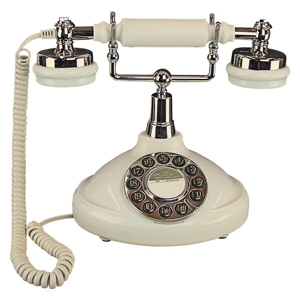Design Toscano White Brittany Neophone 1929 Rotary Telephone - PM81920