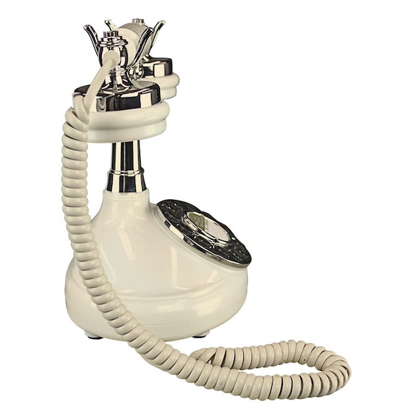 Design Toscano White Brittany Neophone 1929 Rotary Telephone - PM81920