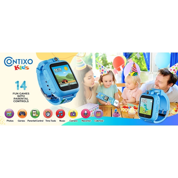 Contixo KW1 Smart Watch for Kids with Educational Games, HD Touch Screen, Camera & MP3 Music Player, Blue - KW1-BLUE
