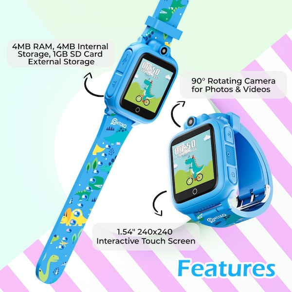 Contixo KW1 Smart Watch for Kids with Educational Games, HD Touch Screen, Camera & MP3 Music Player, Blue - KW1-BLUE