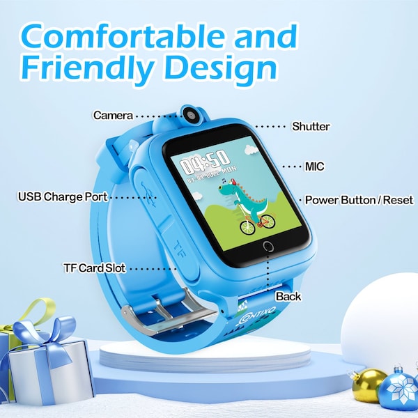 Contixo KW1 Smart Watch for Kids with Educational Games, HD Touch Screen, Camera & MP3 Music Player, Blue - KW1-BLUE