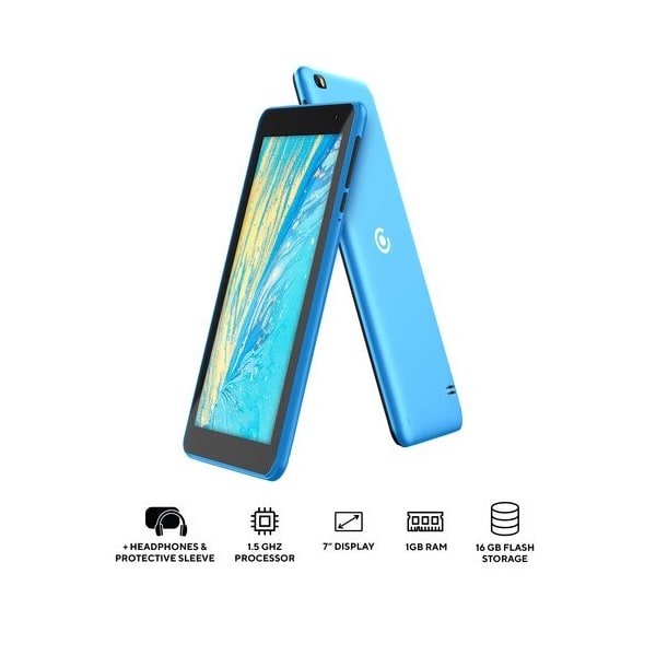 Core Innovations 7in Quad-Core Tablet with Headphones + Tablet Sleeve Blue - CRTB7001BU