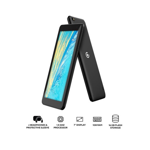 Core Innovations 7in Quad-Core Tablet with Headphones + Tablet Sleeve Black - CRTB7001BL
