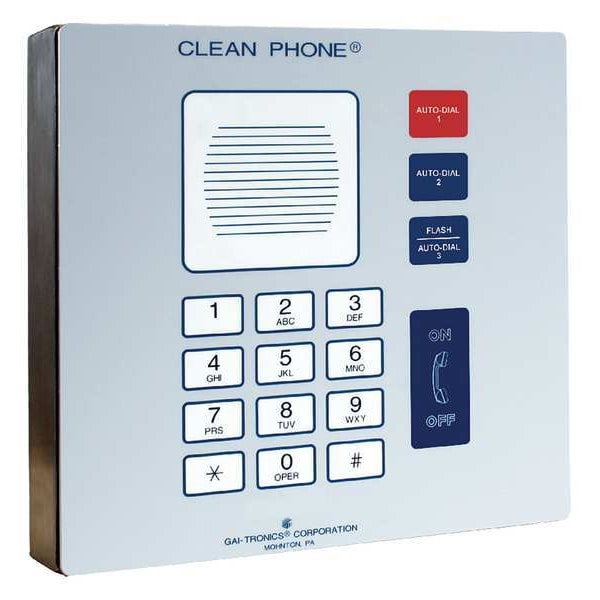 Hubbell Gai-Tronics Cleanroom Telephone, Cordless, Wall Mount, Gray - 295-001W