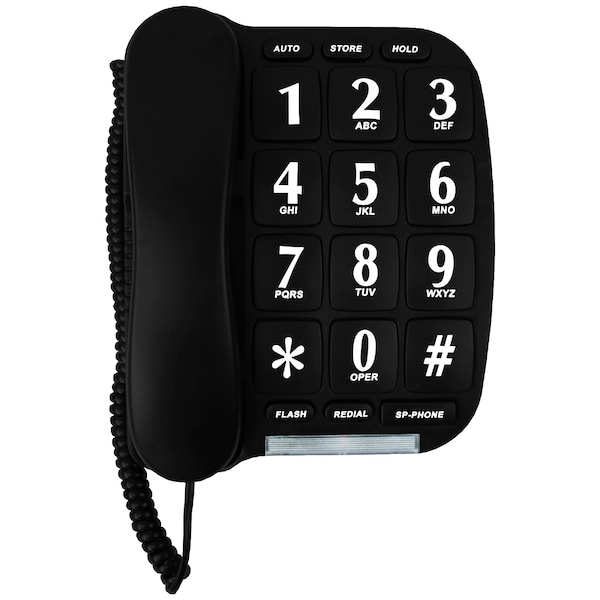Blue Donuts Black Big Button Phone for wall or desk with Speaker and Memory - BD3485214
