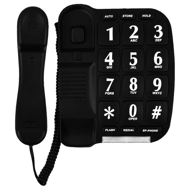 Blue Donuts Black Big Button Phone for wall or desk with Speaker and Memory - BD3485214