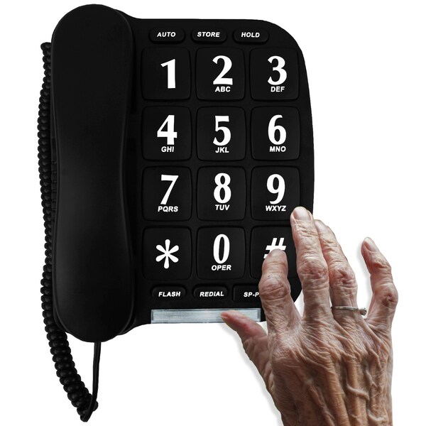 Blue Donuts Black Big Button Phone for wall or desk with Speaker and Memory - BD3485214