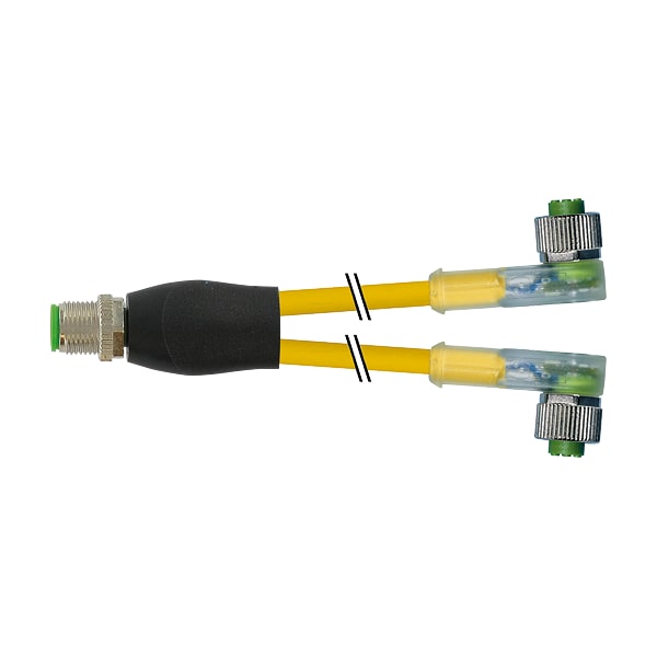 Murrelektronik M12 Y-DISTRIBUTOR / M12 FEMALE 90 Degree LED, PVC 3X0.34 YELLOW, UL/CSA 0.15m - 7000-40781-0130015