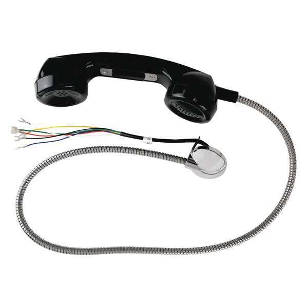 Hubbell Gai-Tronics Handset, Plastic, Black, Armored Cord - 10118-101