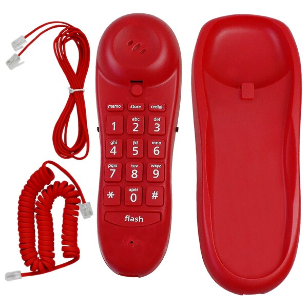 Blue Donuts Slimline Red Colored Phone For Wall Or Desk With Memory - BD3496711