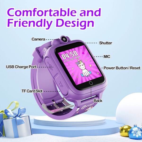 Contixo KW1 Smart Watch for Kids with Educational Games, HD Touch Screen, Camera & MP3 Music Player, Purple - KW1-PURPLE