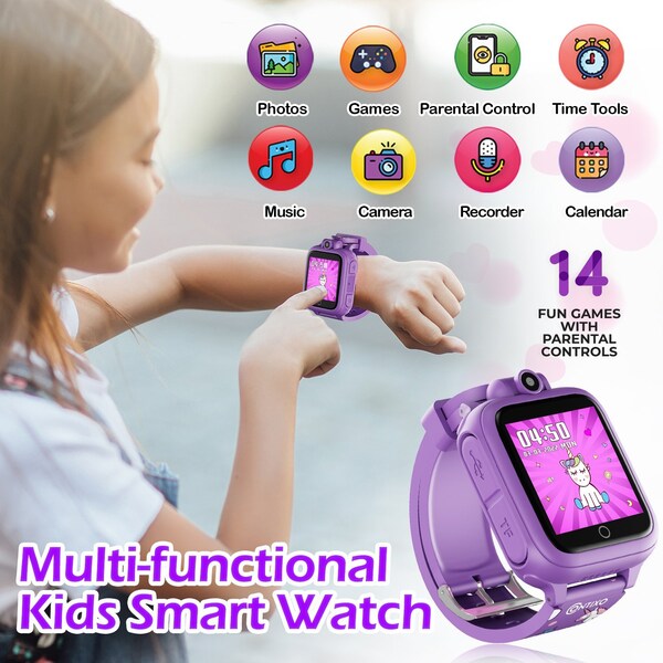 Contixo KW1 Smart Watch for Kids with Educational Games, HD Touch Screen, Camera & MP3 Music Player, Purple - KW1-PURPLE