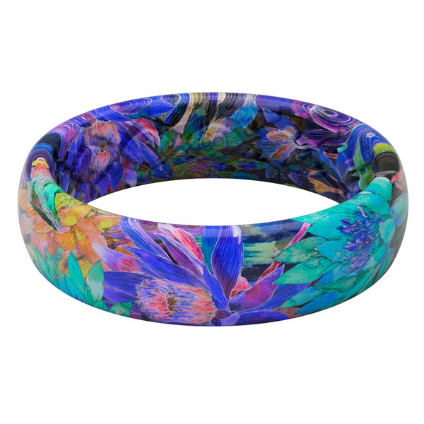 Groove Life Groove Life Aspire Women's Twilight Blossom Round Multicolored Wedding Band Elastomer Water Resistan - R8-108-08