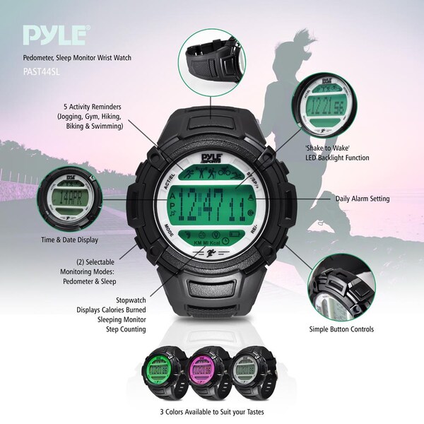 Pyle Pedometer, Sleep Monitor Wrist Watch, PAST44PN - PAST44PN