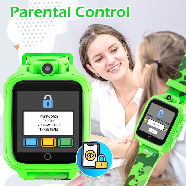 Contixo KW1 Smart Watch for Kids with Educational Games, HD Touch Screen, Camera & MP3 Music Player, Green - KW1-GREEN