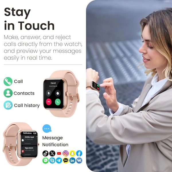 Tozo S3 Ultimate Smart Watch: HD Touchscreen, Health Monitoring, IP68 Waterproof Rose Gold - TOZOS3RGLD