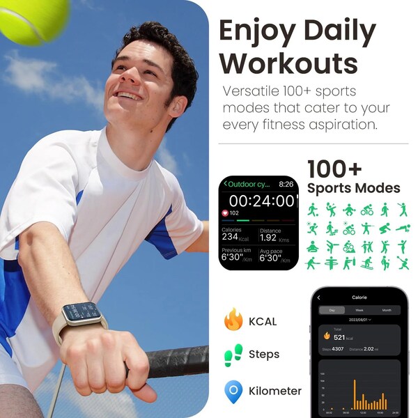 Tozo S3 Ultimate Smart Watch: HD Touchscreen, Health Monitoring, IP68 Waterproof Gold - TOZOS3GLD