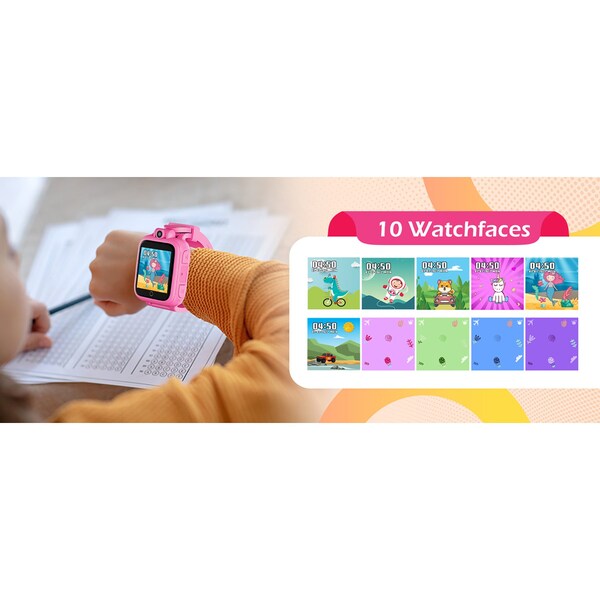 Contixo KW1 Smart Watch for Kids with Educational Games, HD Touch Screen, Camera & MP3 Music Player, Pink - KW1-PINK