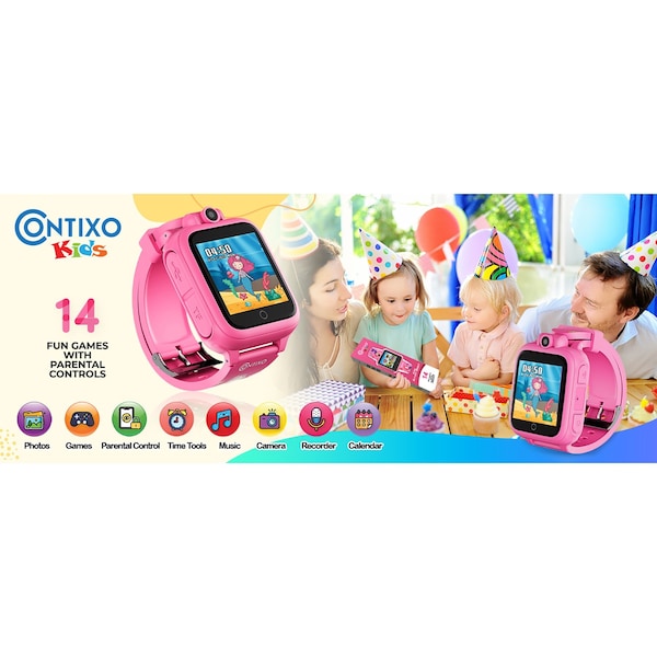 Contixo KW1 Smart Watch for Kids with Educational Games, HD Touch Screen, Camera & MP3 Music Player, Pink - KW1-PINK