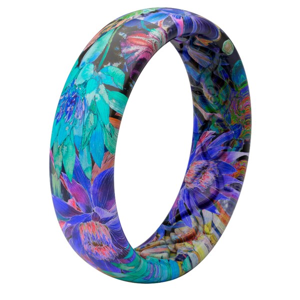 Groove Life Groove Life Women's Thin Aspire Twilight Blossom Round Multicolored Ring Silicone Water Resistant Si - R8-108-06