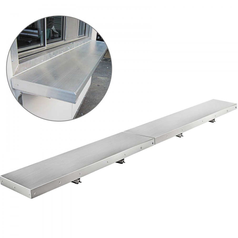 VEVOR Concession Shelf 96L x 12W Inch Stainless Steel Drop Down Folding Serving Food Shelf Stand Serving for Concession Trailer Serving Window - TJCCCKJ96X12YC001V0