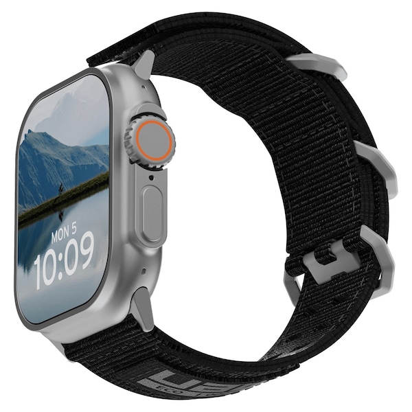 Urban Armor Gear Nato Eco Watch Strap For Apple Watch 42mm / 44mm / 45mm / 49mm, Black - 194159114040