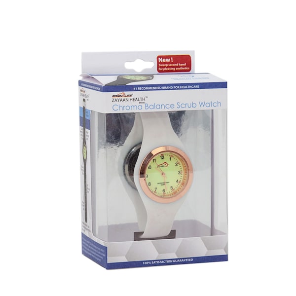 Zayaan Health Scrub Wear Chroma Balance Medical Watch, White - BLZH-MS-DF11-1W