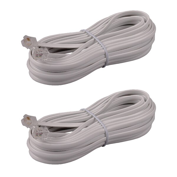 Rca 2 Pack White Phone Cord (25 feet) - 843631149362