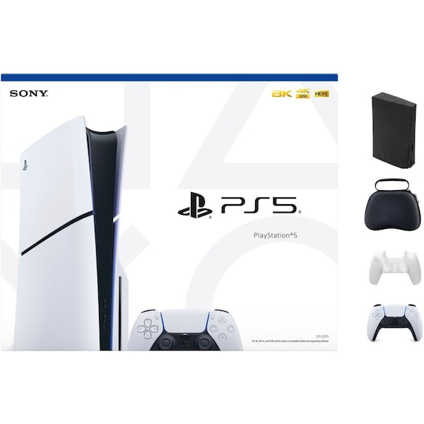Playstation Sony - 5 Slim Console - White With Accessories & White Controller Total 2 Controllers Included - 1000039671WHT